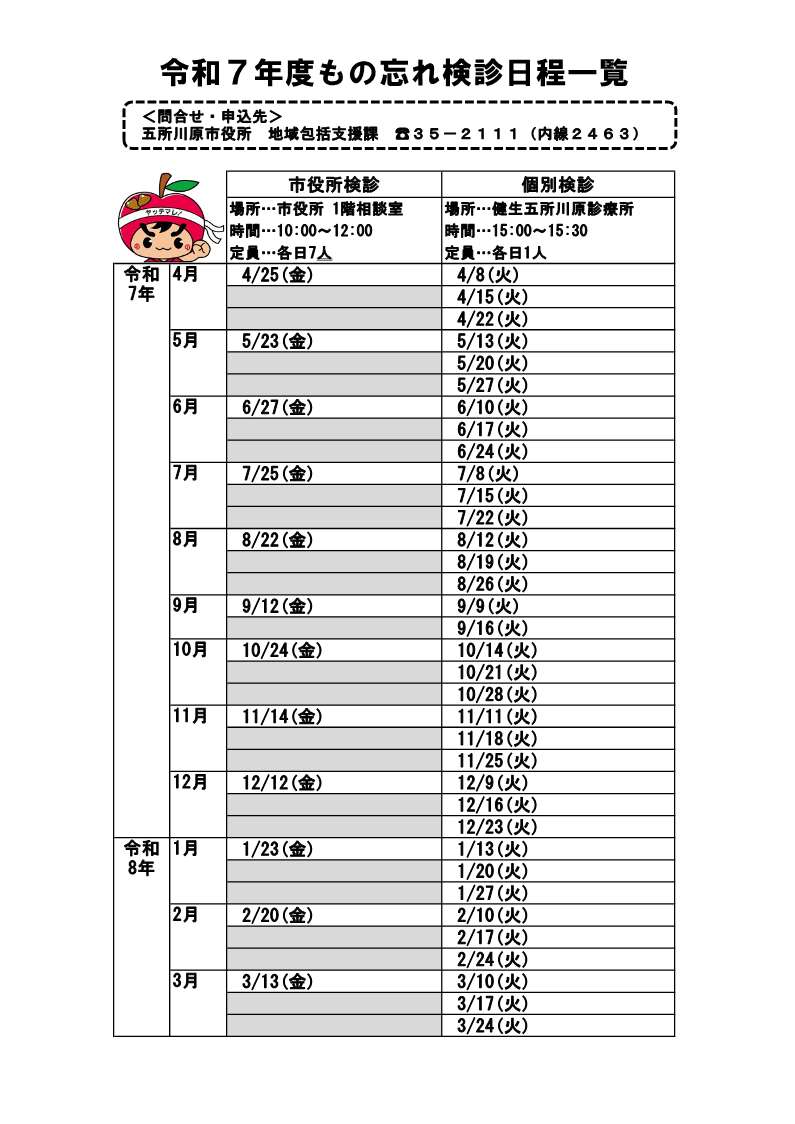 令和7年度もの忘れ検診ちらし裏