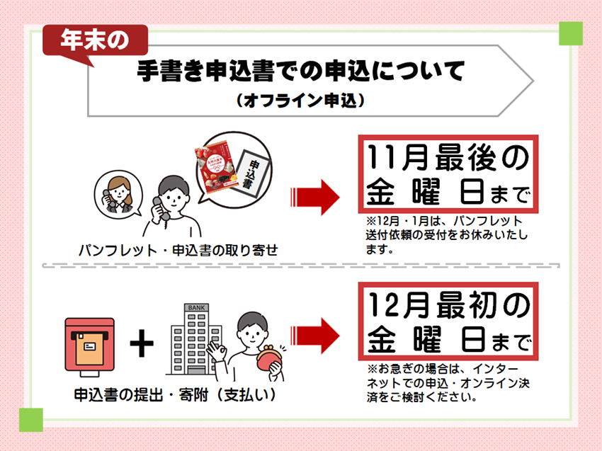 年末の手書き申込書でのお申し込みについて